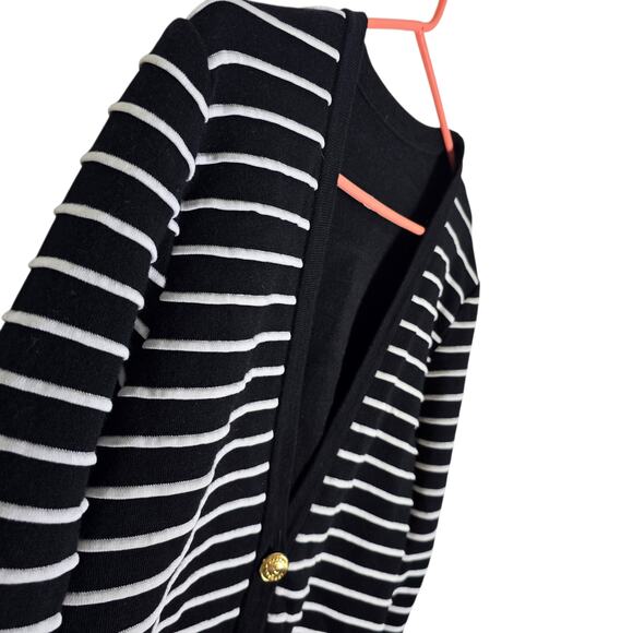 Vintage Valentino Striped Cardigan Gold Logo Buttons Wool Blend Size 46 Large - Picture 2 of 8